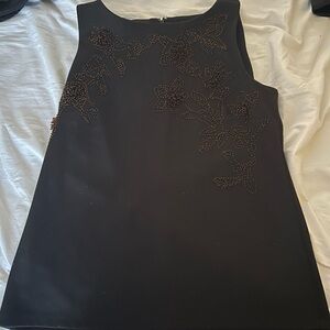 Ann Taylor Black Top with Floral Details